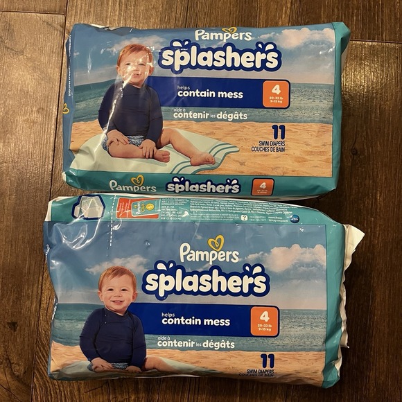 Other - 2 New Pampers Splashers 11 Pack Swim Diapers Size 4 (20-33 lbs) Total‎ 22
